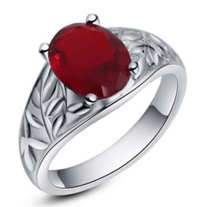 NEW MEN'S Crimson Opal CZ Silver Ring .925 Plated SIZE 8